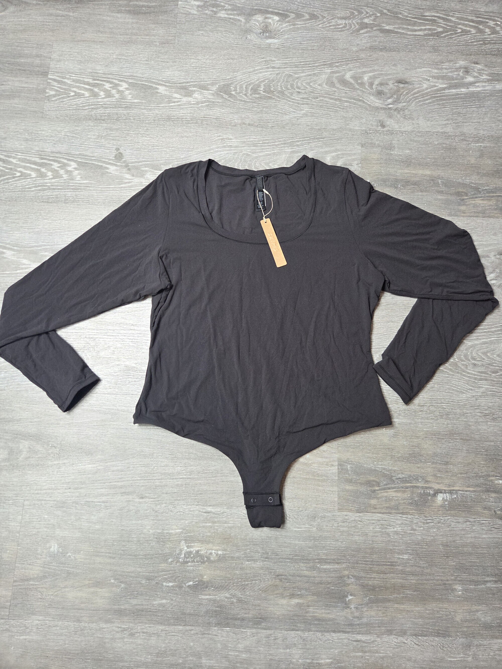 SKIMS Womens Black Scoop Neck Long Sleeve Bodysuit Size 2X New With Tags